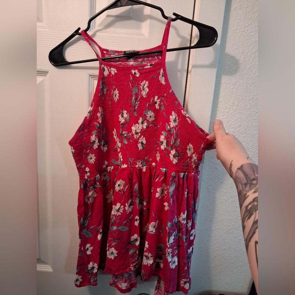 Torrid Red Floral Halter Dress
